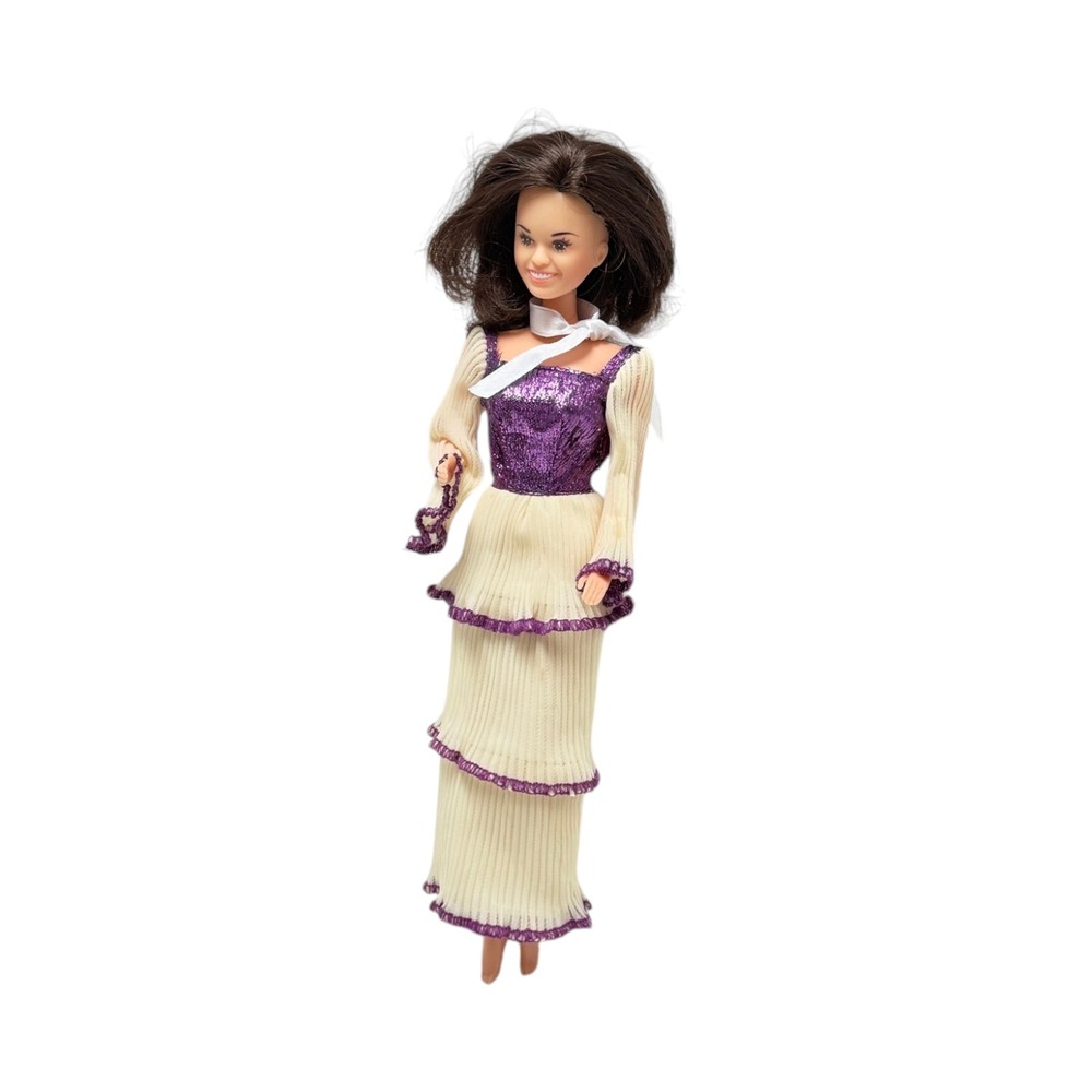 Vintage‎ Marie Osmond Fashion Doll Purple Cream Dress Mattel 1976